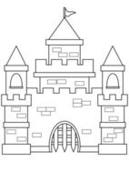 coloring page castle with a4 size vector