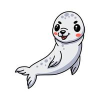 Cute white little seal cartoon vector