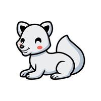 Cute little arctic fox cartoon lying down vector