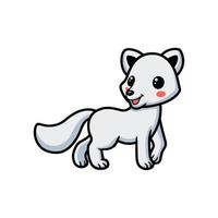 Cute little arctic fox cartoon vector