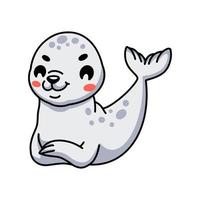 Cute white little seal cartoon vector