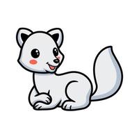 Cute little arctic fox cartoon lying down vector