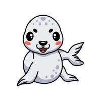 Cute white little seal cartoon vector