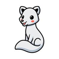 Cute little arctic fox cartoon vector