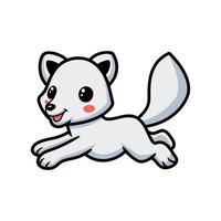 Cute little arctic fox cartoon jumping vector