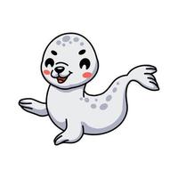 Cute white little seal cartoon vector