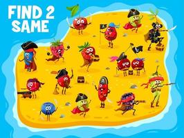 Find two same berry pirates game worksheet vector