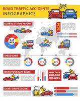 Road traffic accident infographics, car crash info vector