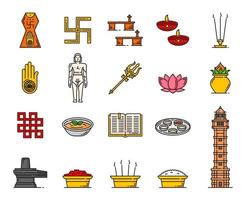 Jainism religion icons of indian religious symbols vector