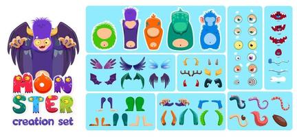 kit de creación de monstruos constructor de personajes de dibujos animados vector