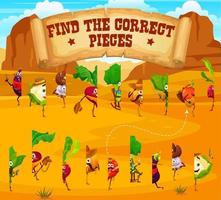 Find correct pieces of cowboy vegetable characters vector