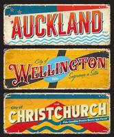 Auckland, Christchurch, Wellington, Zealand travel vector