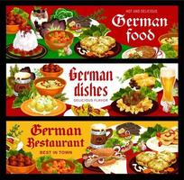 German cuisine banners, food dishes, meals menu vector