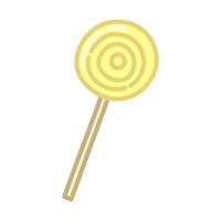 Yellow lollipop in cartoon style. Hand drawn illustration. Vector isolated on white background.