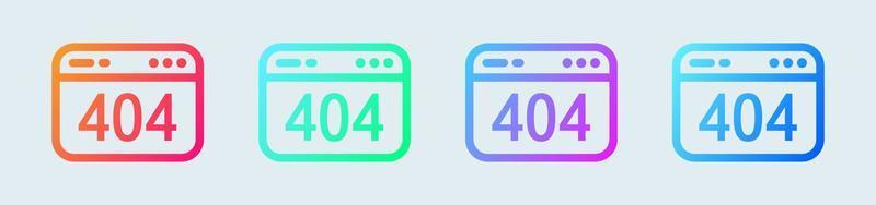 404 warning line icon in gradient colors. Error page signs vector illustration.