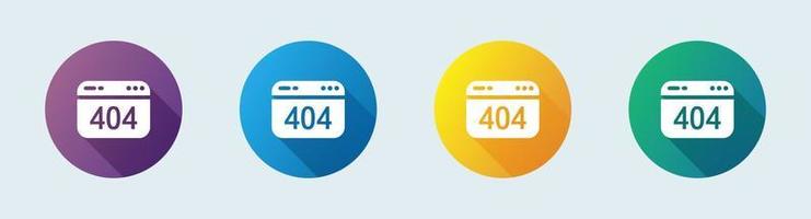 404 warning solid icon in flat design style. Error page signs vector illustration.