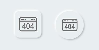 404 warning line icon in neomorphic design style. Error page signs vector illustration.