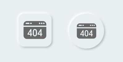 404 warning solid icon in neomorphic design style. Error page signs vector illustration.