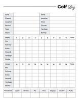 Golf log book planner template vector