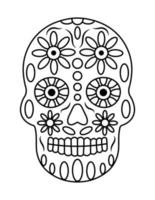 Simple skull coloring pages for adults vector