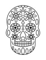 Simple skull coloring pages for adults vector