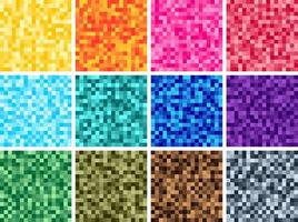 Square pixel mosaic digital paper, Geometric colorful backgrounds vector