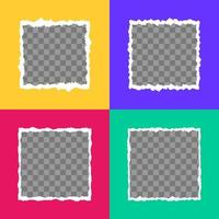 Square torn ripped paper border frames vector