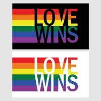 Banner for t-shirt love wins with rainbow. Vector illustration