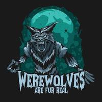 Werewolves are Fur Real, Halloween Tshirt Design, Spooky Halloween Illustration Background vector