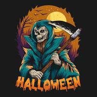 fantasma de halloween, diseño de camiseta de halloween, fondo de ilustración de halloween espeluznante vector