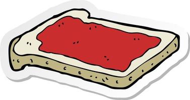 pegatina de una mermelada de dibujos animados sobre una tostada vector