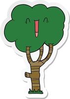 sticker of a cartoon laughing tree vector