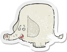 retro distressed sticker of a cartoon happy elephant vector