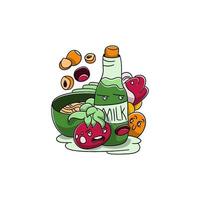 proteína vegetariana vector doodle ilustración fondo banner alimentos saludables productos naturales, elementos para menú, publicidad