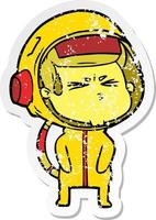 distressed sticker of a cartoon stressed astronaut vector