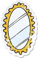 distressed sticker of a cartoon mirror vector