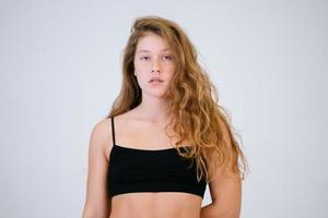 Blond woman wearing comfortable underwear photo