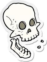 sticker of a cartoon laughing skull vector
