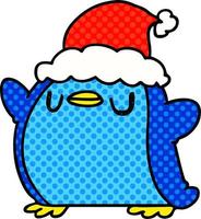 christmas cartoon of kawaii penguin vector