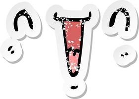 distressed sticker of a cute happy cartoon face vector