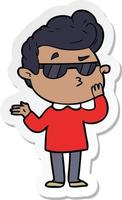 sticker of a cartoon cool guy vector