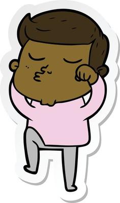 sticker of a cartoon model guy pouting