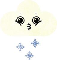 nube de nieve de dibujos animados de estilo de ilustración retro vector