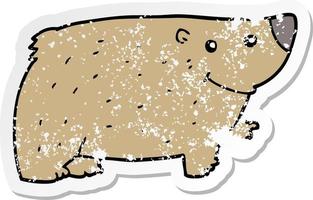 distressed sticker of a cartoon bear vector