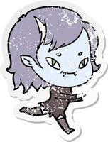 distressed sticker of a cartoon friendly vampire girl running vector