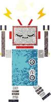 retro illustration style cartoon dancing robot vector