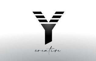 Lines Letter Y Logo Design with Creative Lines Cut on half of The Letter vector