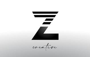 Lines Letter Z Logo Design with Creative Lines Cut on half of The Letter vector