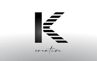 diseño del logotipo de la letra k de líneas con líneas creativas cortadas en la mitad de la letra vector