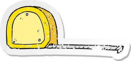 retro distressed sticker of a cartoon measuring tape vector